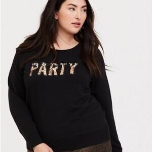 Torrid sequin animal print PARTY super soft black sweatshirt woman's size 3X